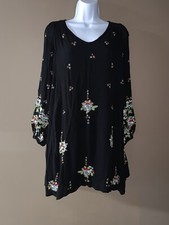 Free People Women’s Embroidered Black Dress Size XS Extra Small 