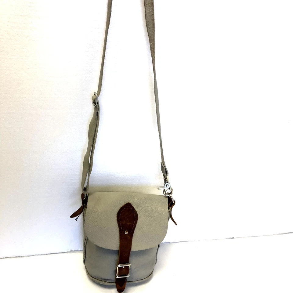 Bolso Bandolera Hippie Boho De Colección Años 70 80 Gris Cuero Guijarro Bolso de Hombro Foto 4 de 4