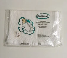 Baby Morgan White Receiving Blanket 100% Cotton Waffle 30 x 40 USA Made New