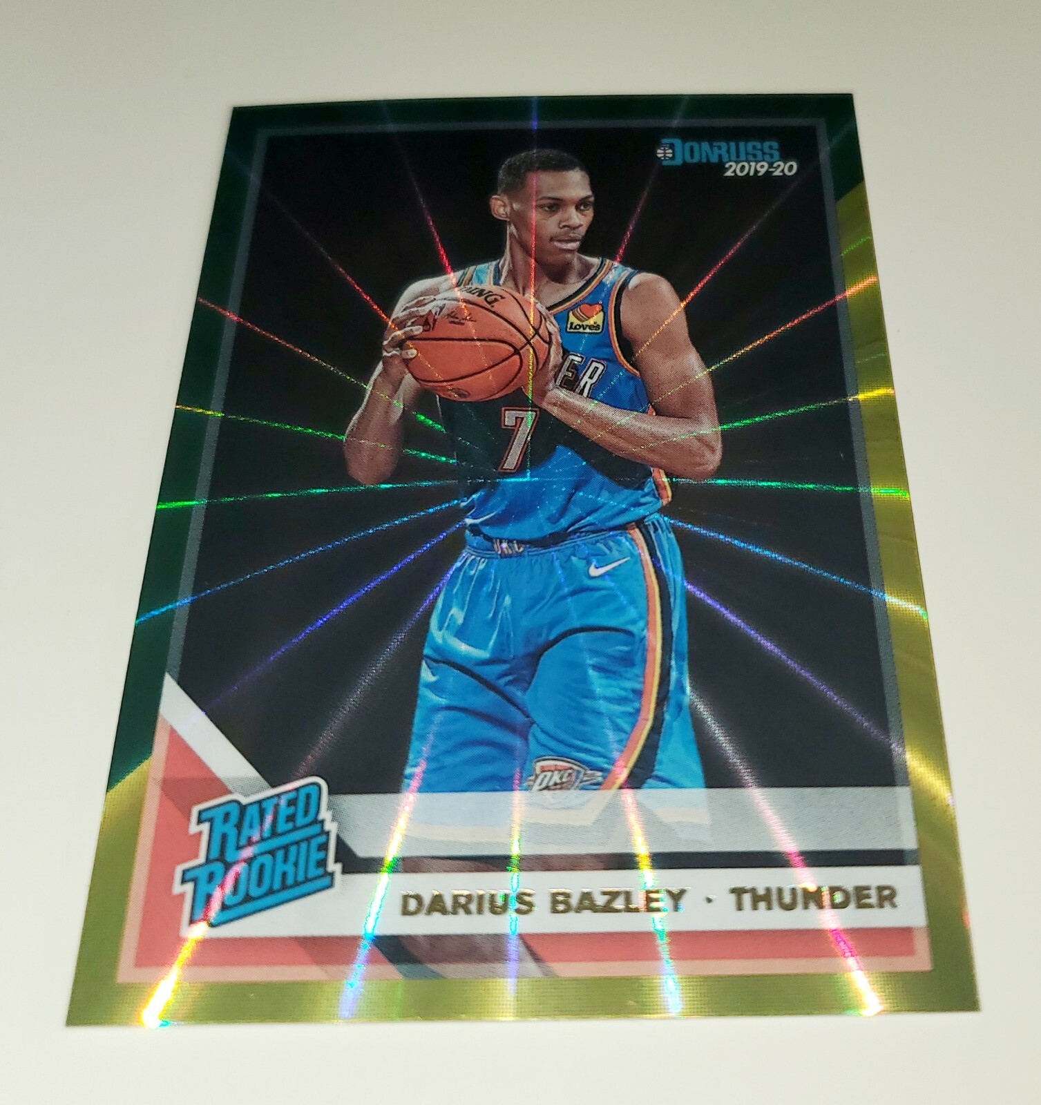 2019-20 Donruss Rated Rookie Green/Yellow Laser #249 Darius Bazley RC