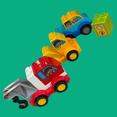 Lego Duplo  3x Basic Autos  mit Ampel Motivstein   #D/15