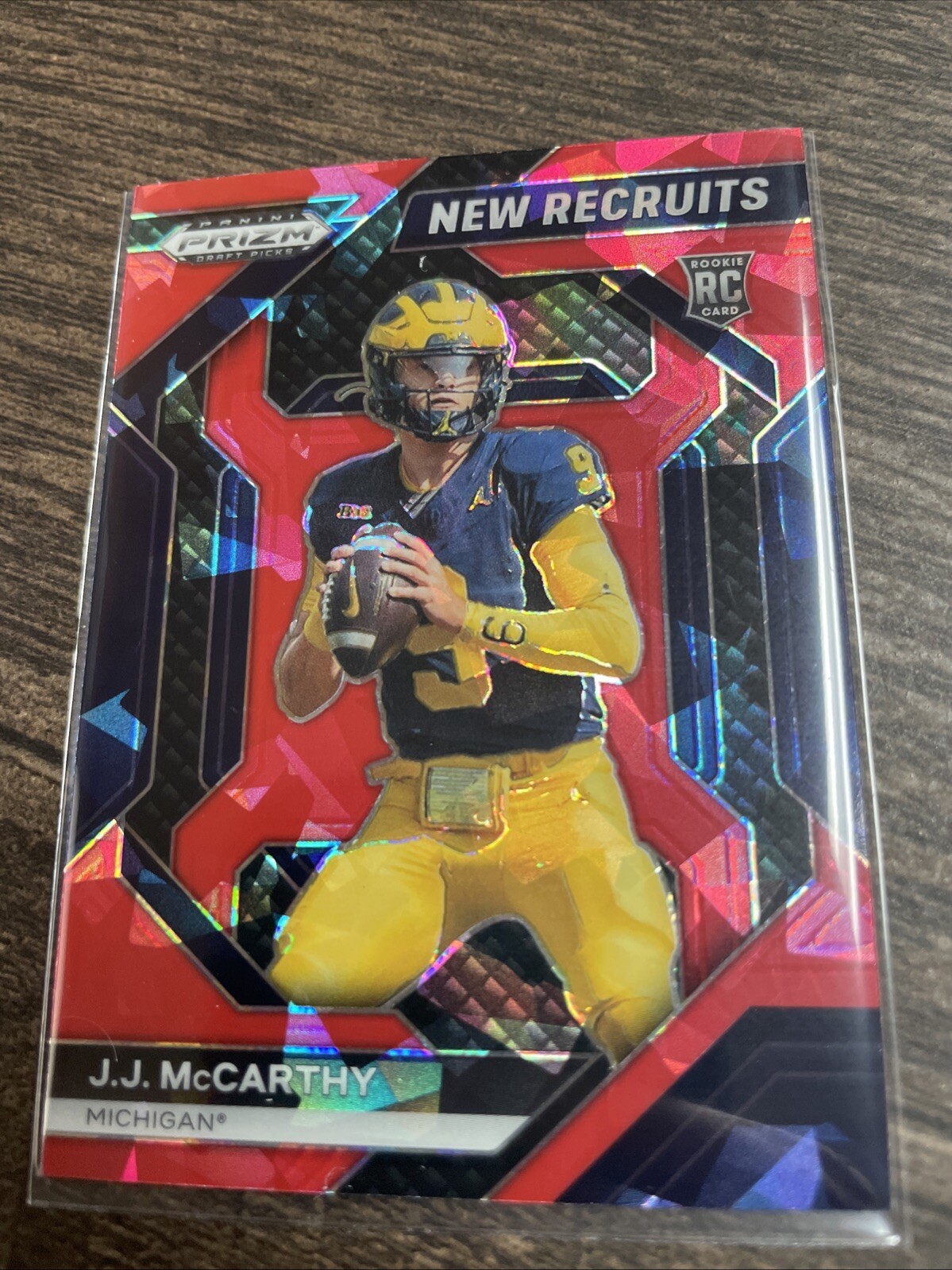 2024 Panini Prizm Draft Picks JJ McCarthy New Recruits Red Ice Prizm Rookie