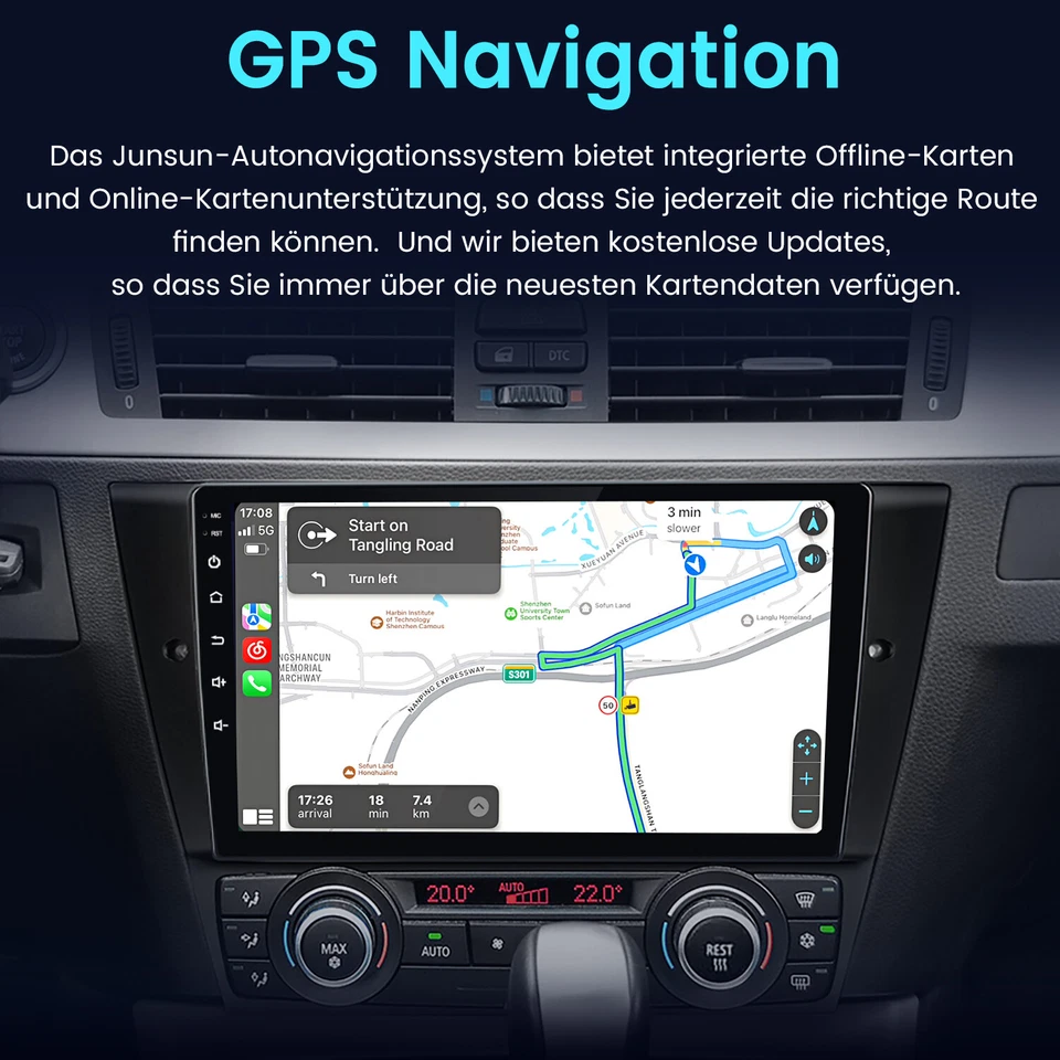 4GB+64GB Android 14 Autoradio Navi GPS Carplay DAB SWC Für BMW E90 E91 318i 320d - Bild 4 von 4