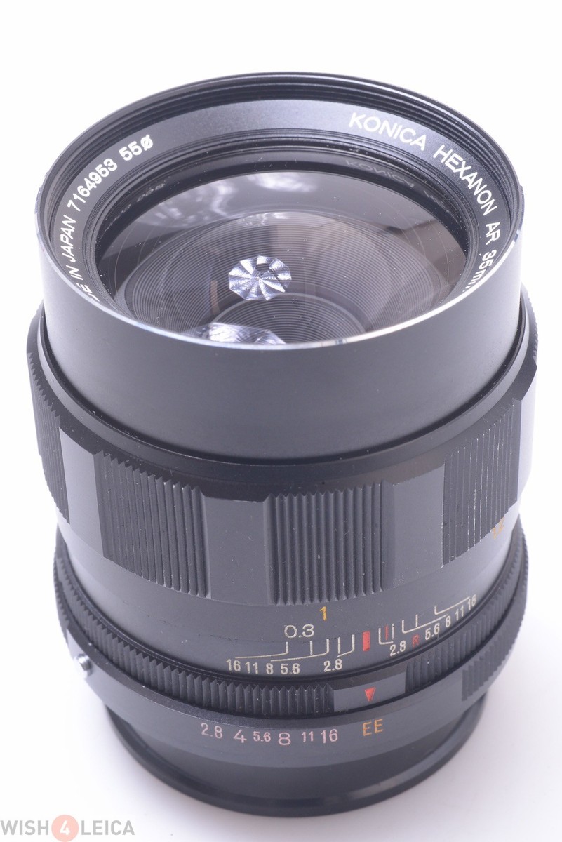 ✓ KONICA 35MM 2.8 HEXANON AR LENS W/ CAPS, HOOD & KEEPERS | eBay