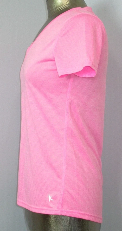 Danskin Now Pink V-Neck Shirt Womens S 4-6 Chest 34 Striped Stretch 219-28889 - Image 2 of 4