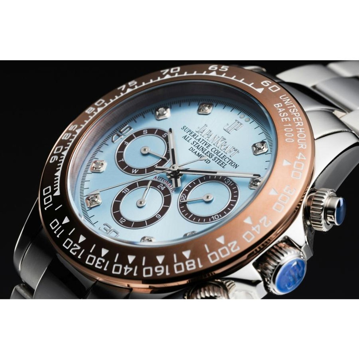 Japan Kraft automatic watch with 8 natural diamonds Ice blue panda
