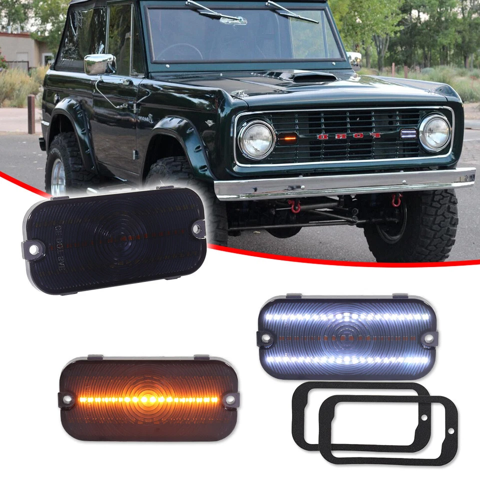 2X Lentes Luces LED de Señal de Estacionamiento Interruptor Ahumado para Ford Bronco 1966-1968 Foto 3 de 4