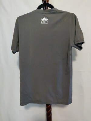AIM Apparel women's size M? t-shirt gray color SS scoop neck logos