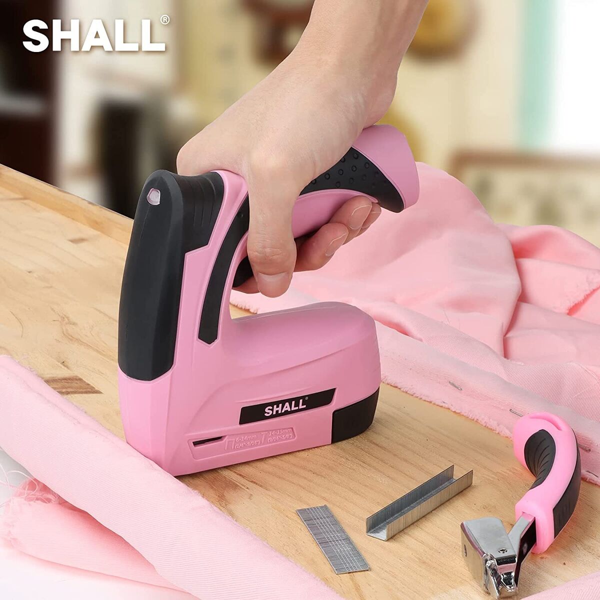 SHALL 2 in 1 Electric Staple Gun, 4V Upholstery Stapler Nail Gun for Wood  +2500