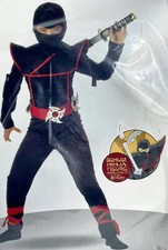Child Stealth Ninja Halloween Dress Up Costume W/ Action Figure Toy Sz. L 10-12