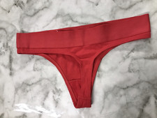 RED RIBBED THONG COTTON BLEND RED SZ SMALL ELASTIC WAIST RARE
