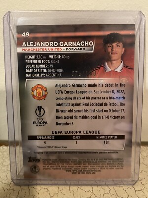 Topps Stadium Club Chrome Alejandro Garnacho RC Auto /100 Academy