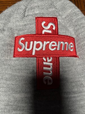 SUPREME CROSS BOX LOGO BEANIE HEATHER GREY FW20 SIZE OS | eBay
