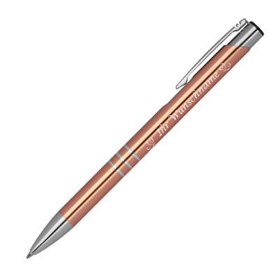 10 Kugelschreiber Mit Gravur – Personalisierbar Mit Namen Oder Text, Metall In Pink