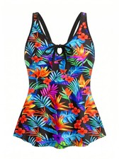 Womens Plus Size Tankini Top Only Cutout Bowtie Flowy Bathing Suit Top 20 Plus