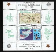Asien Europa Türkei Zypern Block 24A 1956-2006 cept 50 Jahre Schiff Kosmonaut