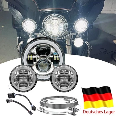 Für Harley Davidson Street Glide 7" LED Scheinwerfer 2X 4.5" Nebelscheinwerfer