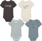 Calvin Klein baby-boys 4 Pack Bodysuits Size 0/3M, 3/6M, 6/9M, 12M, 18M