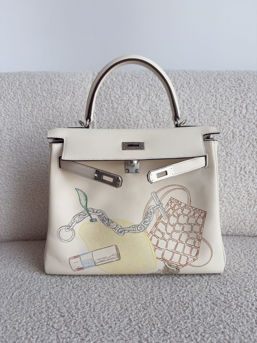 Hermes Kelly25 In & Out Nata Swift Palladium Hardware U Stamp | eBay