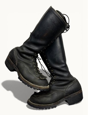 Vintage Men s Wesco Highliner Lineman Boots Black Leather USA Made Sz 10 43 D