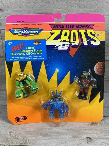 Vintage 1992 Galoob Z-Bots 3-Pack - Bladeroller Emporon Throid - New on Card