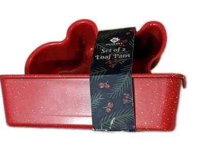 Gourmet Kitchen Set of 2 Loaf Pans Red.