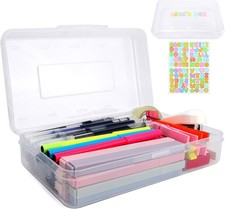 Large Clear Pencil Case for Girls Boys Hard Plastic Art Supply Storage Box 1pk