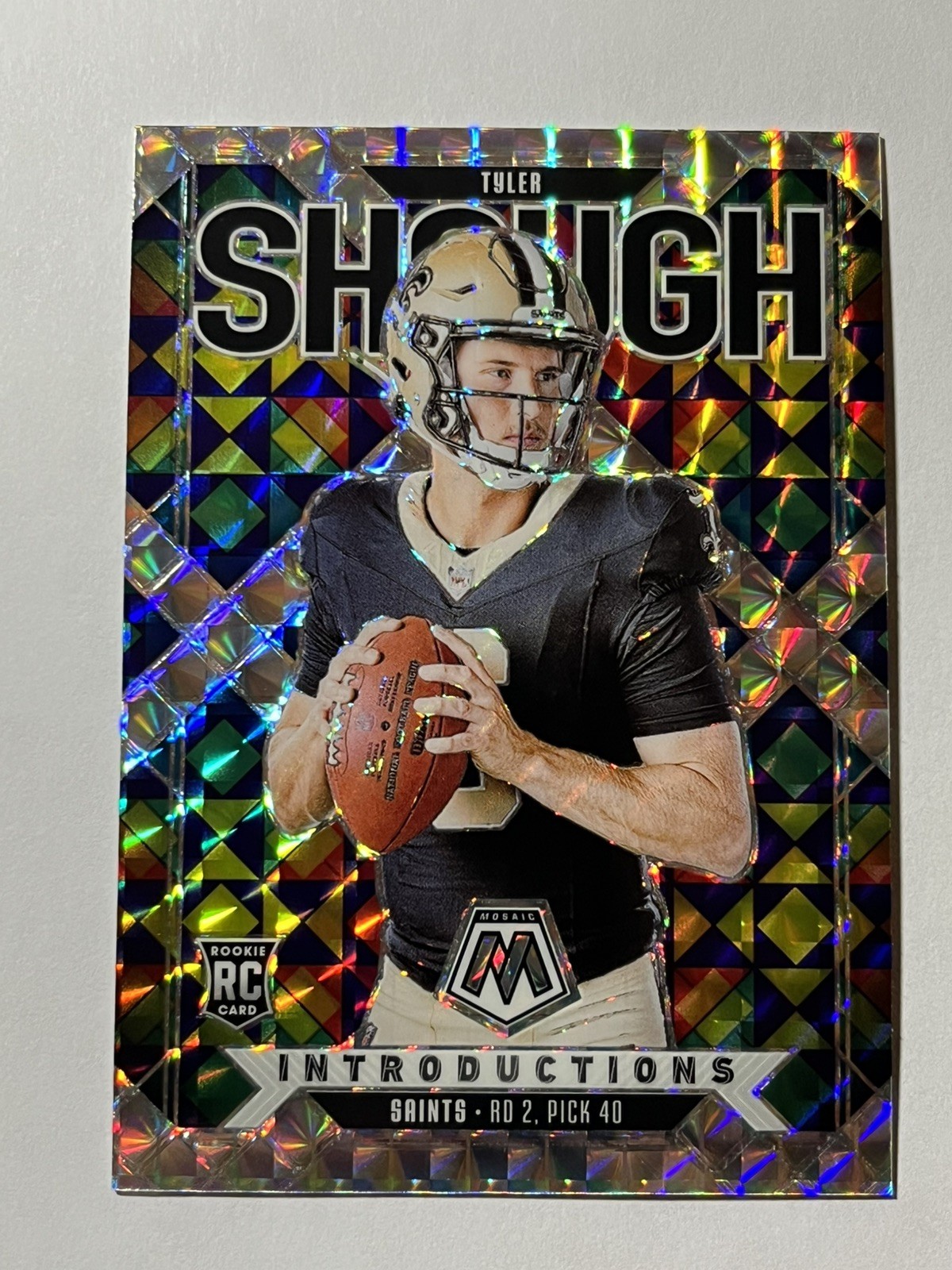 2025 Mosaic Tyler Shough Rookie Introductions Silver Mosaic Prizm Saints 