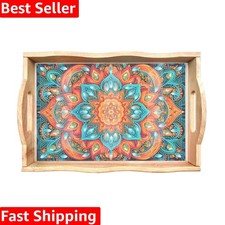 Luxury 5D Diamond Painting Kit for Adults: Mandala Wooden Serving Tray, 7.8x11.8