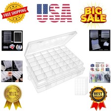 2 Pack 36 Grids Clear Plastic Bead Organizer Box, Fishing Tackle Box Compartm...