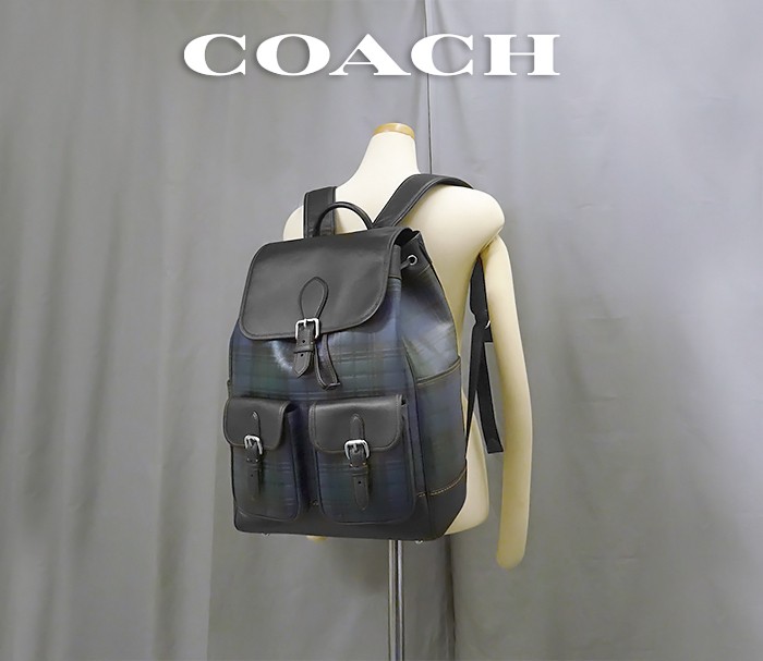 unused Coach Backpack Bag Drawstring Checkered Le… - image 9