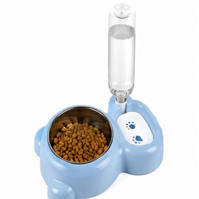 Juego de comederos para perros, comida y agua para gatos - Azul claro