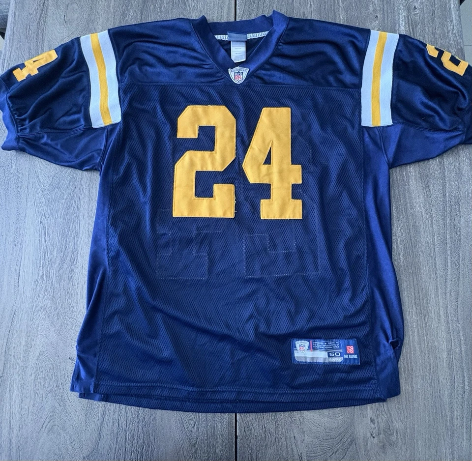 钢人队 Reebok 男式 Darrelle Revis NFL 足球球衣 #24,复古 50 — 第 2/4 张图片