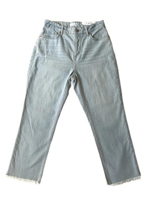 LOFT Curvy High Waist Straight Crop Jeans Light Wash Raw Hem Size 26/2 NWT