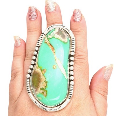 HUGE Joelius Draper Navajo Sterling Pilot Mountain Turquoise Ring