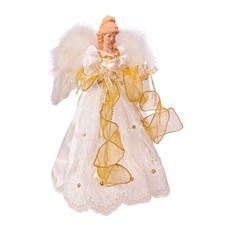 Kurt Adler J6048 14" Battery-Operated Ivory  Gold LED Angel Treetop