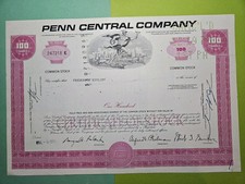 Historische USA AKTIE, Penn Cental Company, 100 Shares, Gebraucht