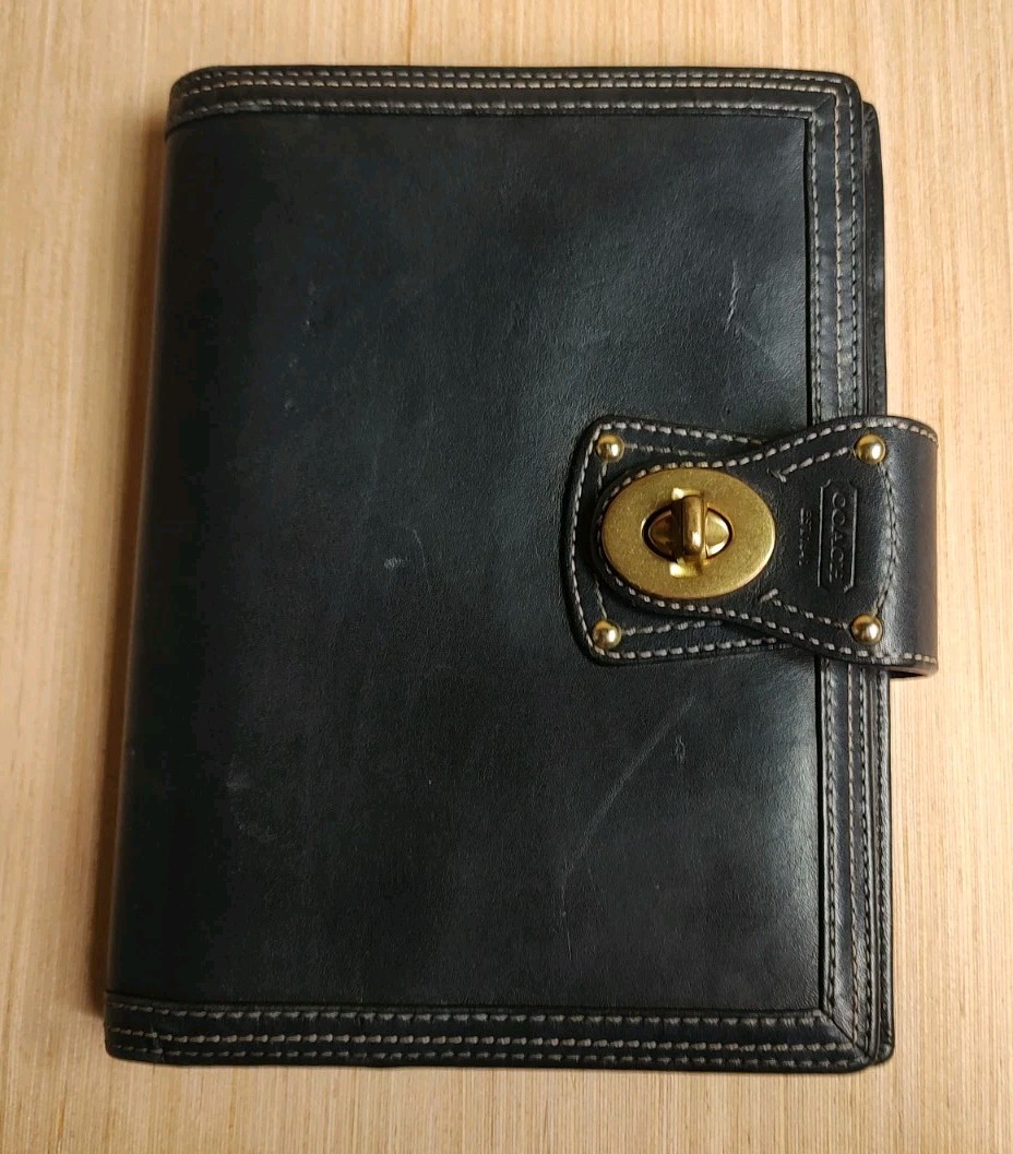 Coach Vintage 90's Legacy Turnlock Agenda Planner Leather Black Cover Gold RARE image 8