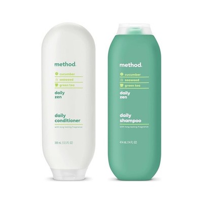 NEW Method Daily Zen Shampoo & Conditioner Cucumber, Seaweed, Green Tea