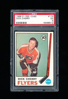 1969 OPC HOCKEY 173 DICK CHERRY ROOKIE CARD PSA 5 EXCELLENT FLYERS