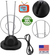 Indoor Rabbit Ear TV Antenna for Universal Clear HDTV VHF UHF Dual Loop Coaxial