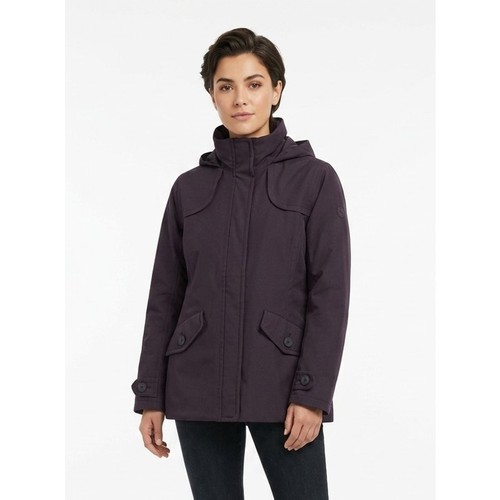 AIGLE EUC Varena Dark Navy Blue Hooded Jacket Coat Womens FR 44 US Large