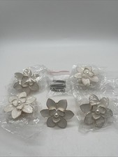 5 Pcs Drawer Knobs Flower Elegant Knobs Pulls Cabinet Handles Metal White