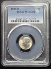 1949-D Roosevelt Dime Silver - PCGS MS66FB - Choice Gem BU Lustrous - Semi Key