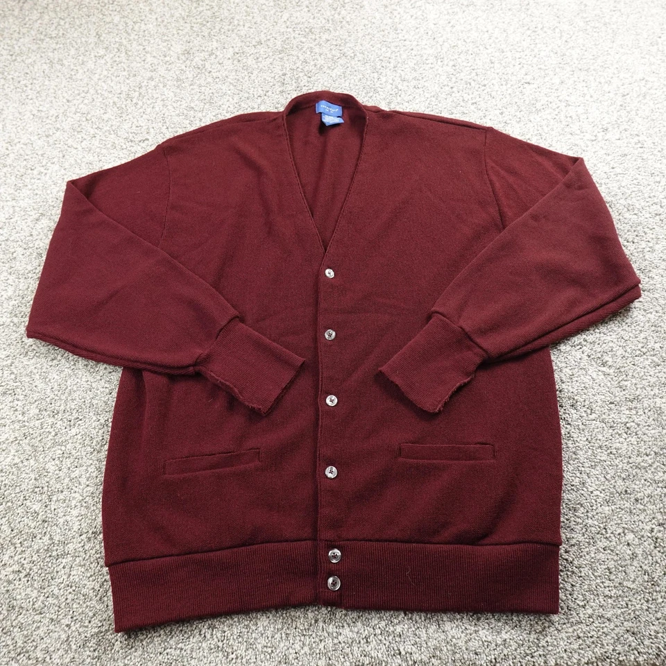 Suéter Towncraft Para Hombres 2XL Rojo Púrpura Acrílico Botón Frontal Cárdigan Abuelo EE. UU. Foto 2 de 4