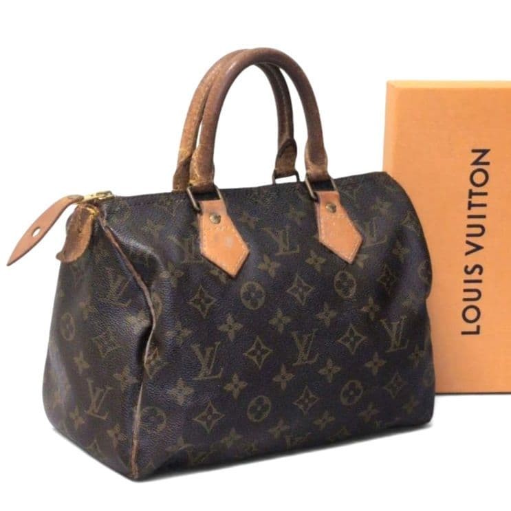 LOUIS VUITTON Speedy 25 Handbag Monogram Brown Authentic From Japan