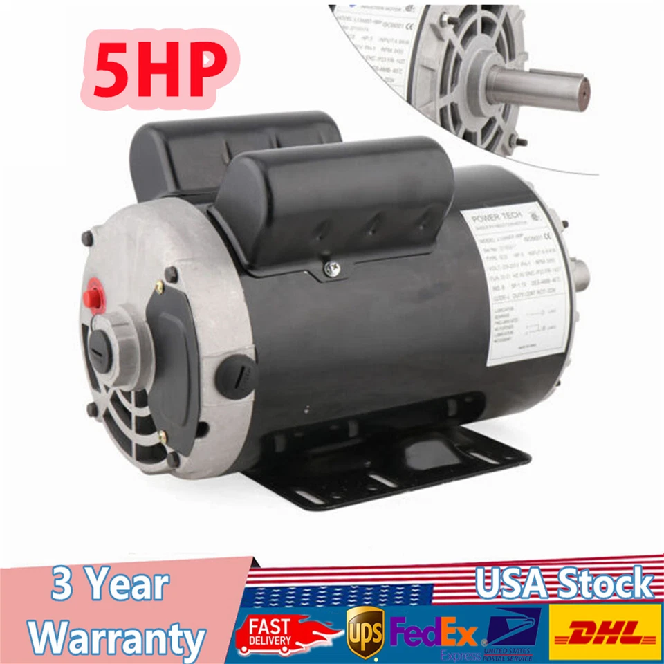 5 HP 3450 RPM Air Compressor 60 Hz Electric Motor 208-230 V Century 7/8'' Shaft - Image 2 of 4