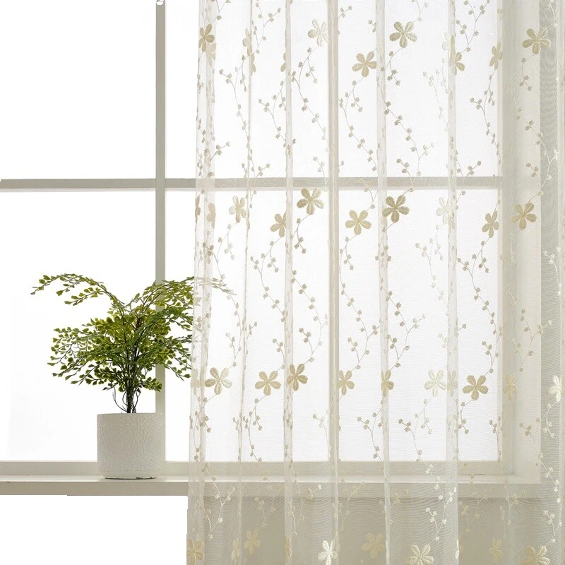 Mezcla de algodón bordado Cortinas de ventana de país