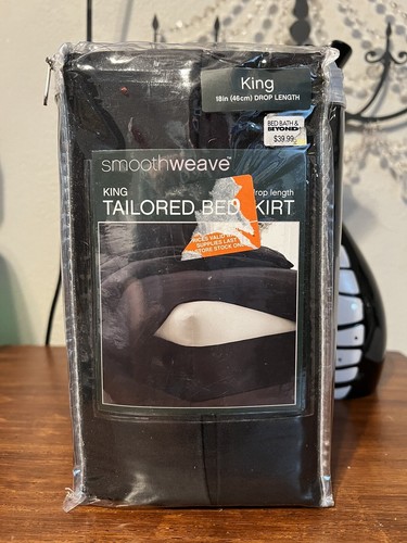 New SmoothWeave BLACK Tailored Bed Skirt Drop 14 in Size KING - 第 1/2 張圖片