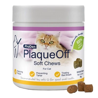 ProDen PlaqueOff Soft Chews for Cats Removes Plaque Tartar & Bad Breath 120 chew